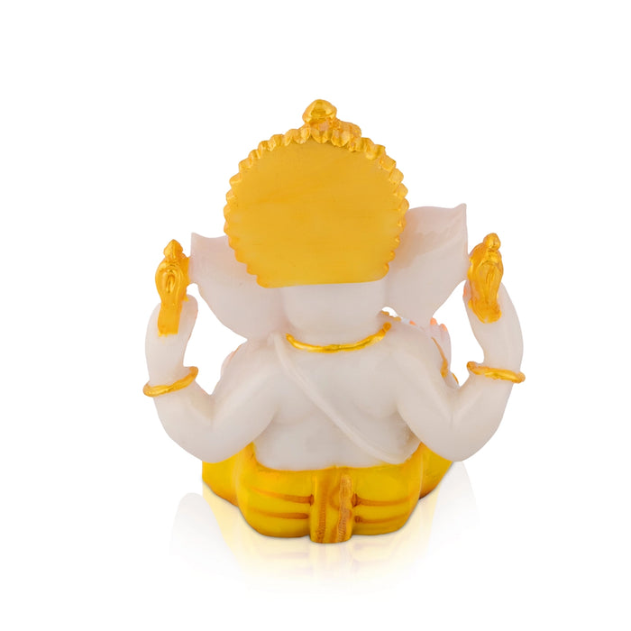Mukut Vinayagar Sitting Statue - 5.5 x 5 Inches | Resin Murti/ Ganpati Idol For Spiritual Decor