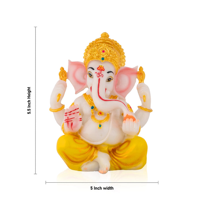 Mukut Vinayagar Sitting Statue - 5.5 x 5 Inches | Resin Murti/ Ganpati Idol For Spiritual Decor