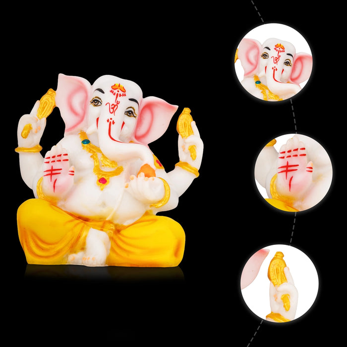 Taklu Ganesha Statue - 5.5 x 5 Inches | Resin Idol/ Lord Vinayagar Murti For Worship