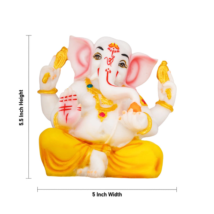 Taklu Ganesha Statue - 5.5 x 5 Inches | Resin Idol/ Lord Vinayagar Murti For Worship