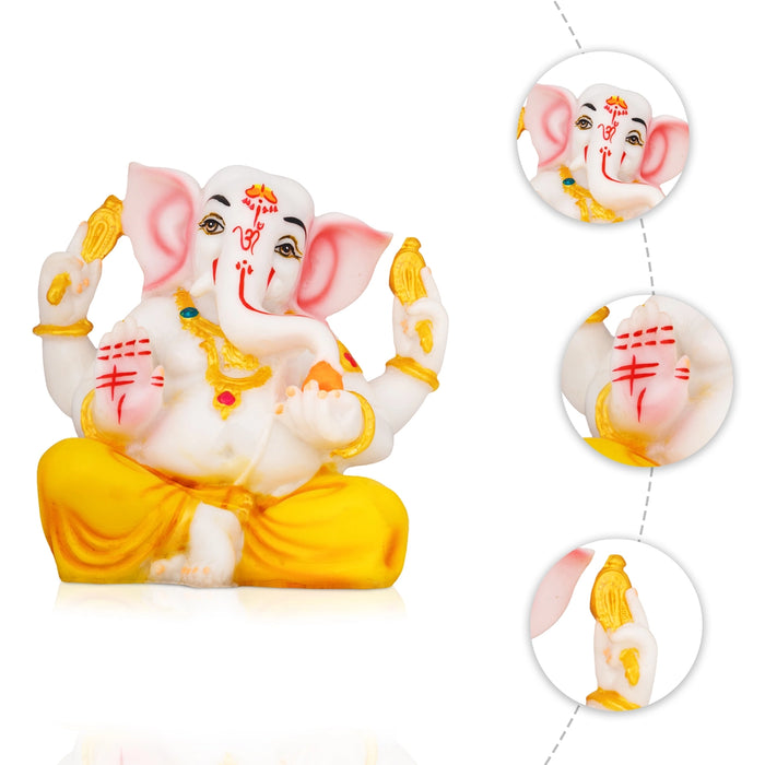 Taklu Ganesha Statue - 5.5 x 5 Inches | Resin Idol/ Lord Vinayagar Murti For Worship