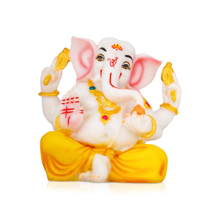 Ganpati Sitting Idol - 4.5 x 5 Inches | Resin Idol Murti / Ganesha Murti For Festive Decor