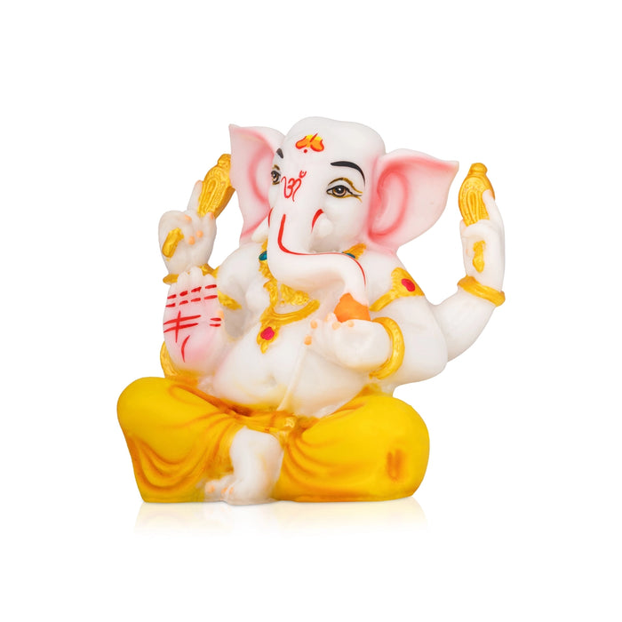 Ganpati Sitting Idol - 4.5 x 5 Inches | Resin Idol Murti / Ganesha Murti For Festive Decor