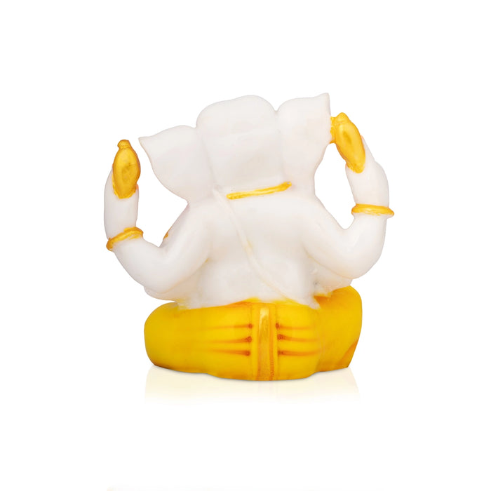 Ganpati Sitting Idol - 4.5 x 5 Inches | Resin Idol Murti / Ganesha Murti For Festive Decor