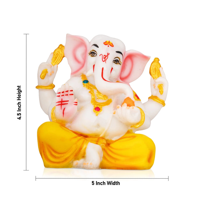 Ganpati Sitting Idol - 4.5 x 5 Inches | Resin Idol Murti / Ganesha Murti For Festive Decor