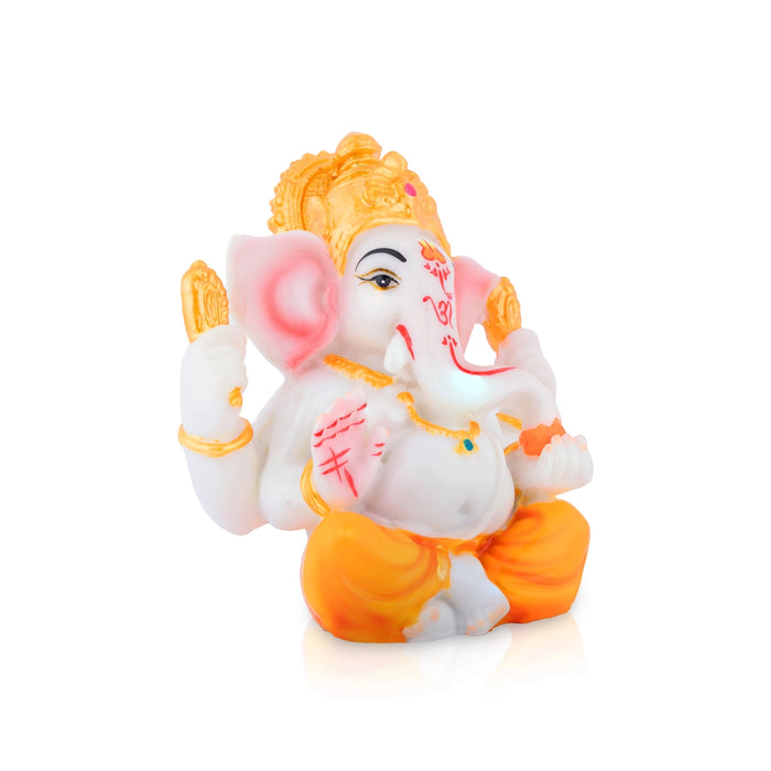 Mukut Ganesha Sitting Statue - 4.5 x 4 Inches | Resin Idol / Ganpati Murti For Home & pooja Space