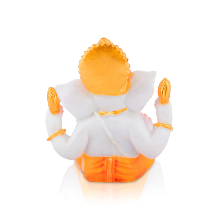 Mukut Ganesha Sitting Statue - 4.5 x 4 Inches | Resin Idol / Ganpati Murti For Home & pooja Space