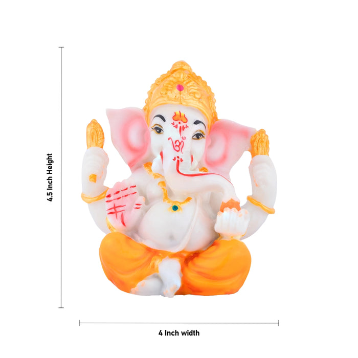 Mukut Ganesha Sitting Statue - 4.5 x 4 Inches | Resin Idol / Ganpati Murti For Home & pooja Space