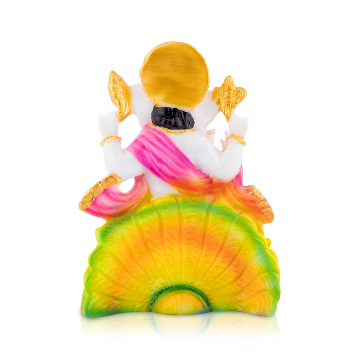 Ganpati Sitting On Base Statue - 7.5 x 5 Inches | Resin Murti/ Ganpati Idol For Pooja Room