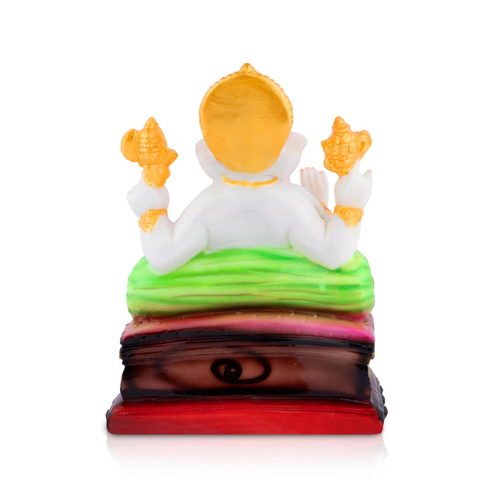 Ganesha Sitting On Base Statue - 7.5 x 5.5 Inches | Resin Murti/ vinayagar Statue For Pooja Room