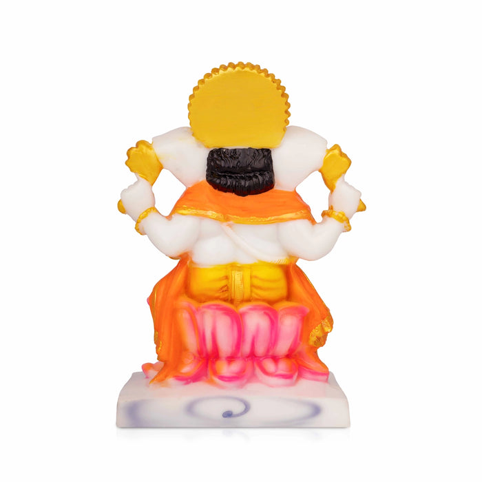 Ganapati Sitting On Lotus Base Murti - 7 x 5 Inches | Marble Dust Idol/ Vinayagar Statue For Pooja Room