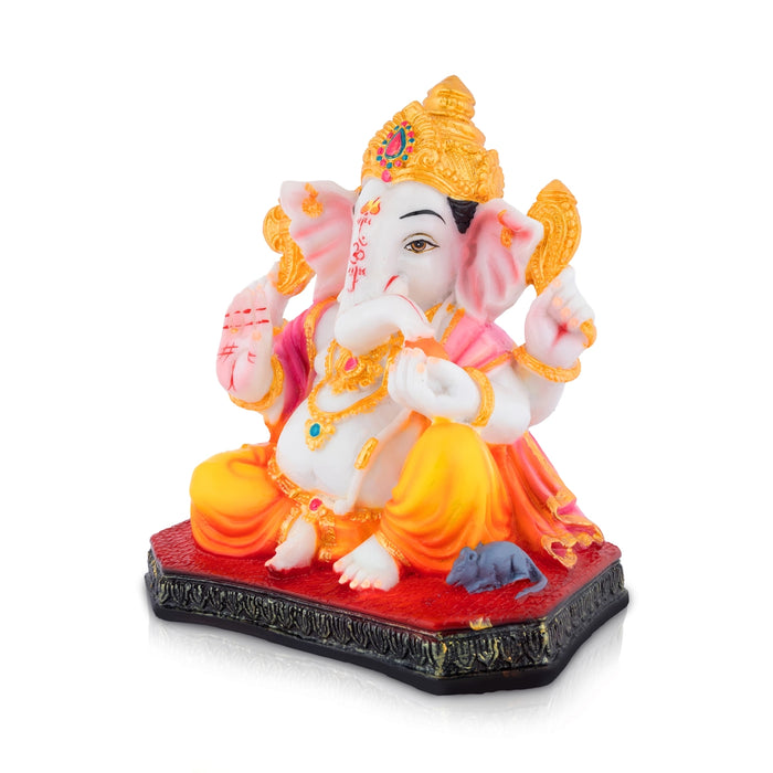 Ganesha Sitting On Base Murti - 8 x 7 Inches | Resin Statue/ Vinayagar Idol For Home Decor