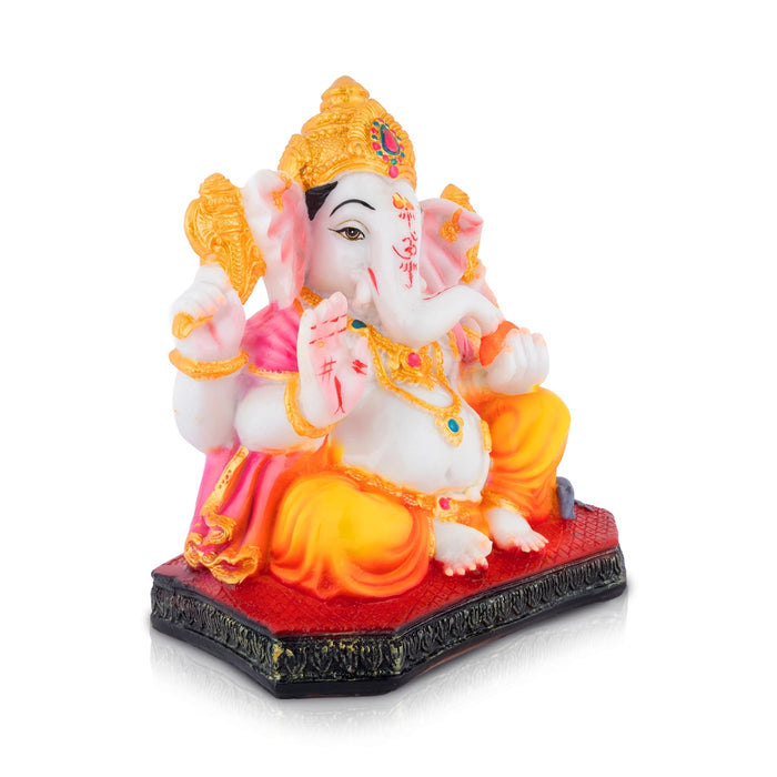 Ganesha Sitting On Base Murti - 8 x 7 Inches | Resin Statue/ Vinayagar Idol For Home Decor
