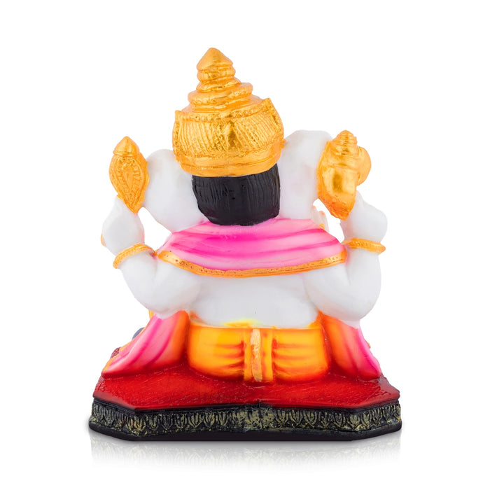 Ganesha Sitting On Base Murti - 8 x 7 Inches | Resin Statue/ Vinayagar Idol For Home Decor