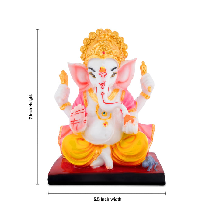 Ganpati Statue - 7 x 5.5 Inches | Resin Idol/ Pillaiyar Idol For Pooja & Living Room