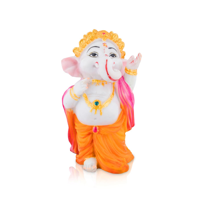 Ganpati Standing Idol - 8 x 4.5 Inches | Resin Murti / Vinayagar Statue for Festive Worship