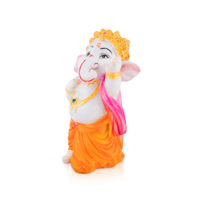 Ganpati Standing Idol - 8 x 4.5 Inches | Resin Murti / Vinayagar Statue for Festive Worship