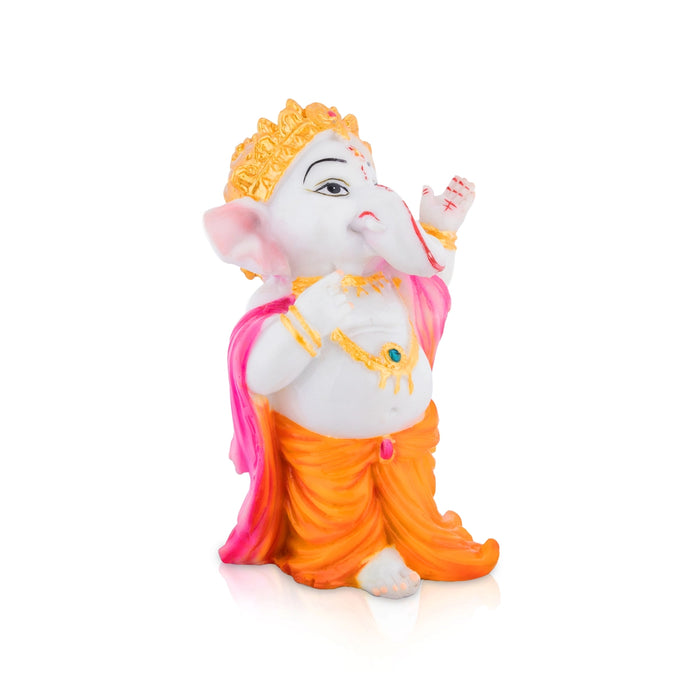 Ganpati Standing Idol - 8 x 4.5 Inches | Resin Murti / Vinayagar Statue for Festive Worship