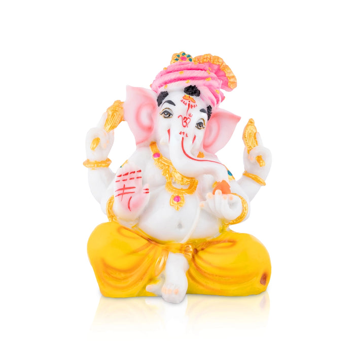Ganesha With Crown Murti - 4.5 x 2.5 Inches | Resin Idol/ Ganpati Statue For Living Space