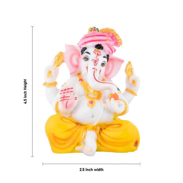 Ganesha With Crown Murti - 4.5 x 2.5 Inches | Resin Idol/ Ganpati Statue For Living Space