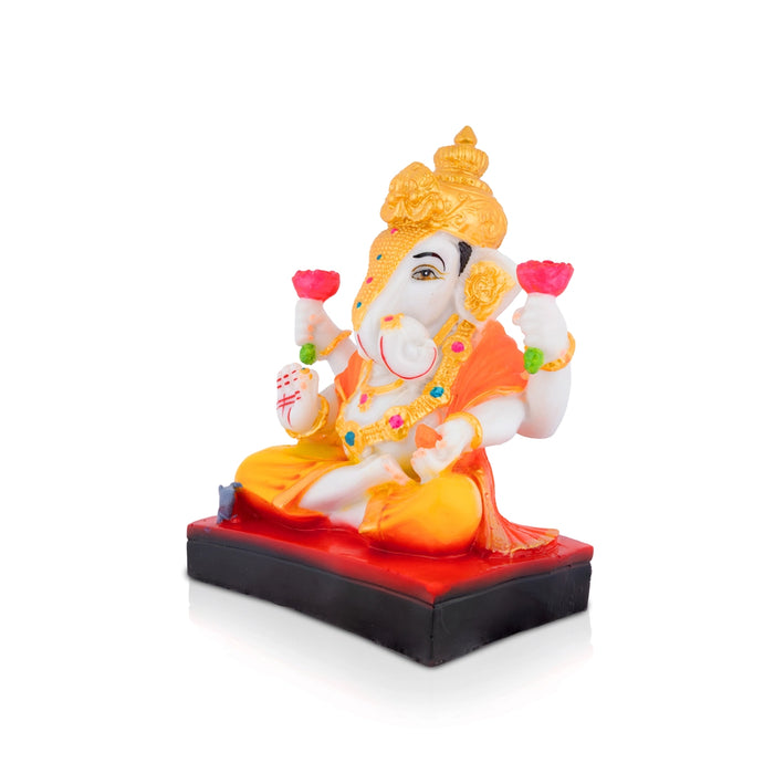 Ganesha Sitting On Base Statue - 8 x 6 Inches | Resin Murti/ Ganpati Idol For Home & pooja Space