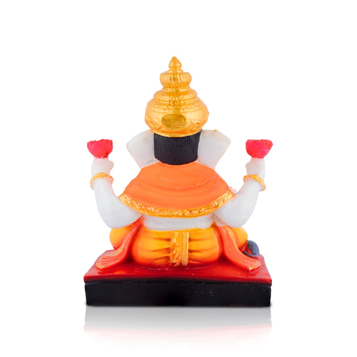 Ganesha Sitting On Base Statue - 8 x 6 Inches | Resin Murti/ Ganpati Idol For Home & pooja Space
