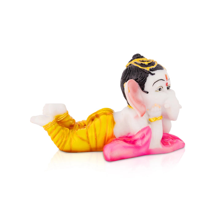 Ganesha Sleeping Murti - 4.5 x 8 Inches | Resin Idol/ Vinayagar Figurine For Living Space