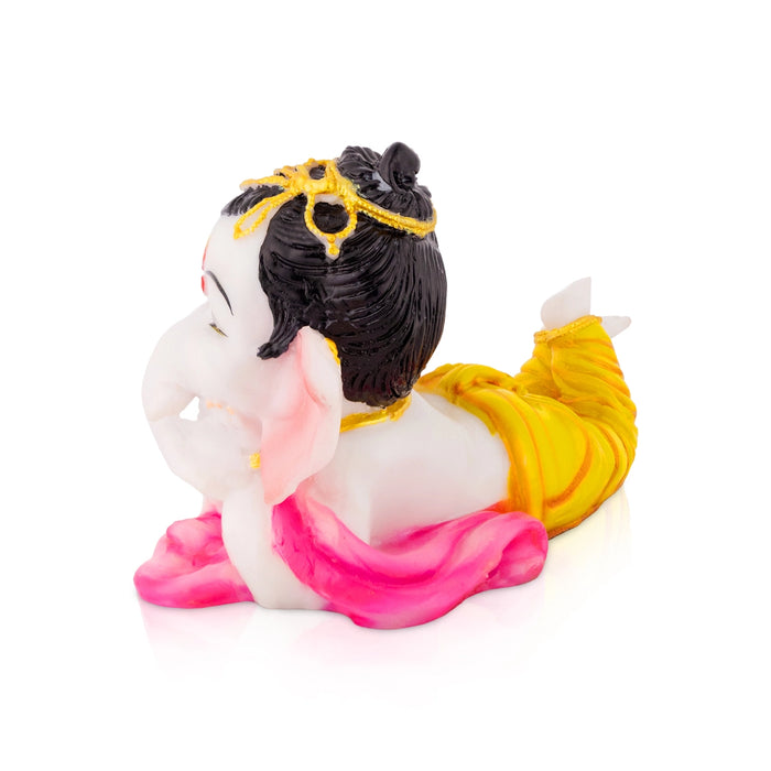 Ganesha Sleeping Murti - 4.5 x 8 Inches | Resin Idol/ Vinayagar Figurine For Living Space