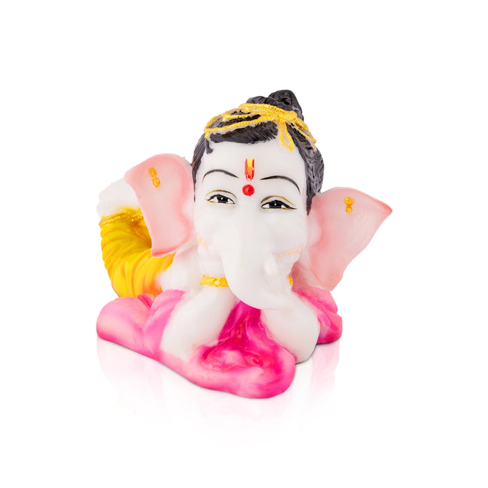 Ganesha Sleeping Murti - 4.5 x 8 Inches | Resin Idol/ Vinayagar Figurine For Living Space