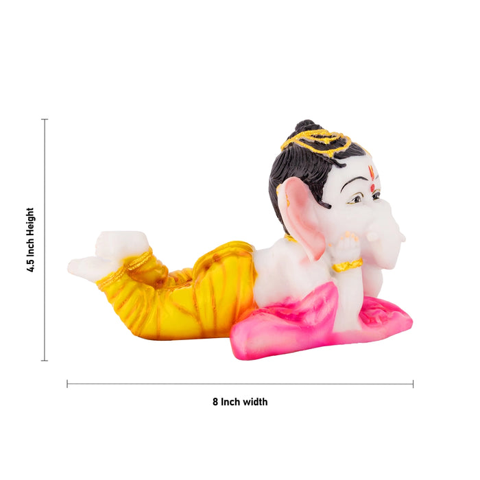 Ganesha Sleeping Murti - 4.5 x 8 Inches | Resin Idol/ Vinayagar Figurine For Living Space