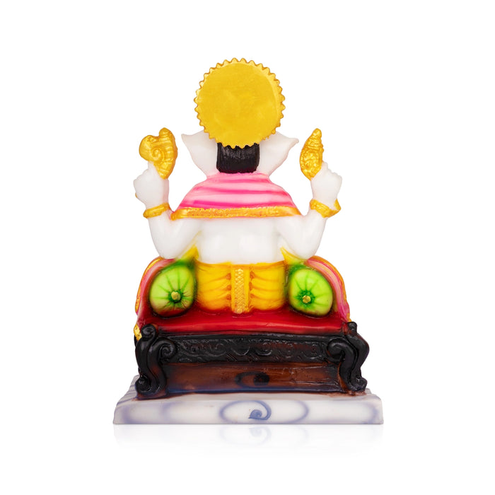 Ganpati Sitting On Base Murti - 9.5 x 7 Inches | Resin Idol/ Vinayagar Statue For Spiritual Decoration