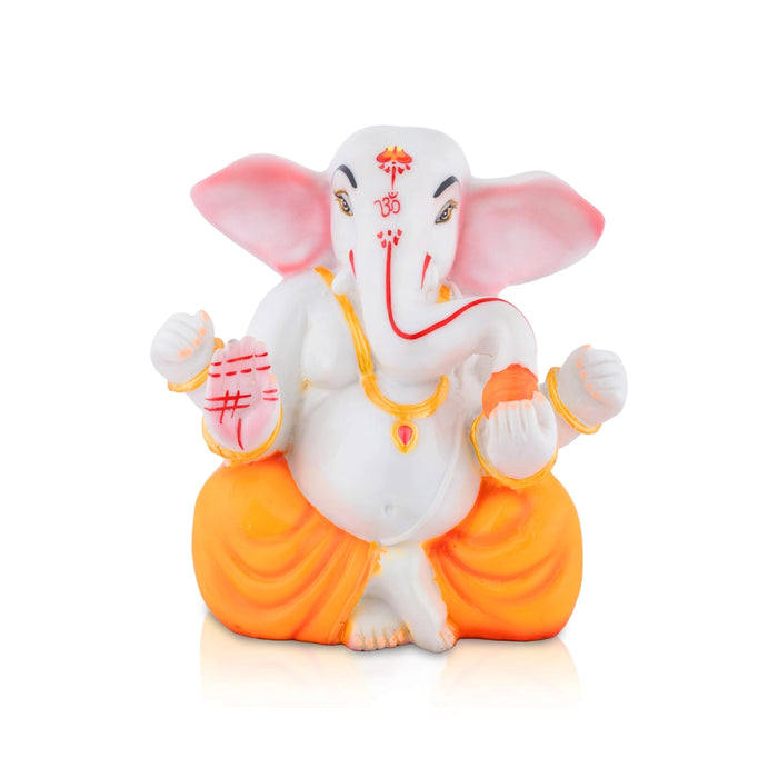 Taklu Ganapati Statue - 7.5 x 8 Inches | Resin Idol/ Vinayagar Murti For Pooja Space