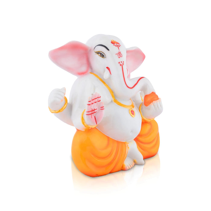 Taklu Ganapati Statue - 7.5 x 8 Inches | Resin Idol/ Vinayagar Murti For Pooja Space