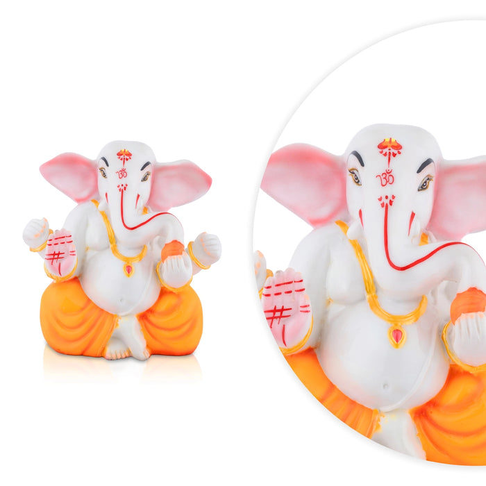Taklu Ganapati Statue - 7.5 x 8 Inches | Resin Idol/ Vinayagar Murti For Pooja Space