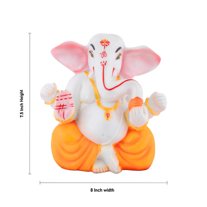 Taklu Ganapati Statue - 7.5 x 8 Inches | Resin Idol/ Vinayagar Murti For Pooja Space