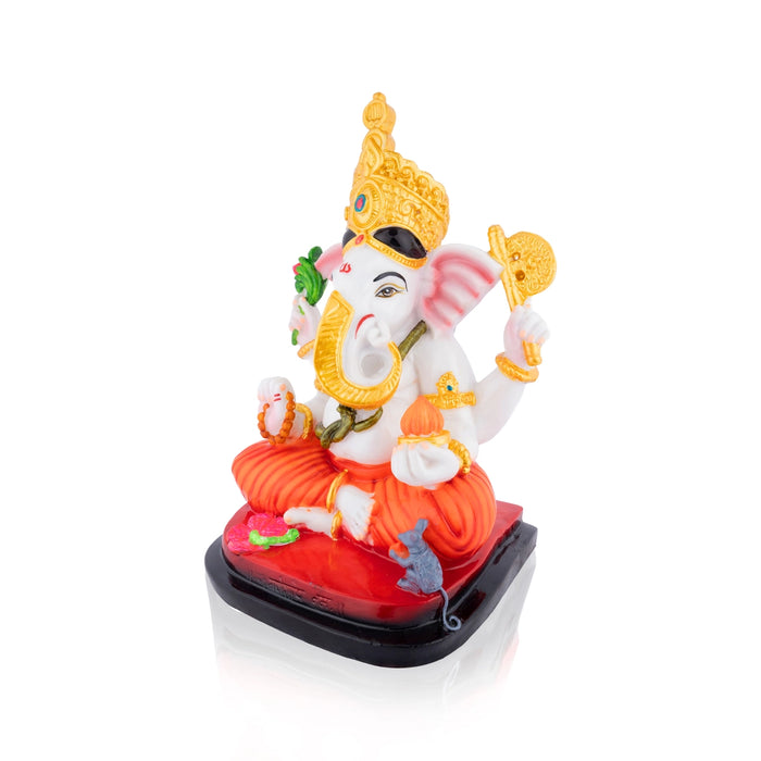 Siddhi Vinayagar Sitting On Base Statue - 12 x 8.5 Inches | Resin Idol / Ganesha Murti For Pooja Room