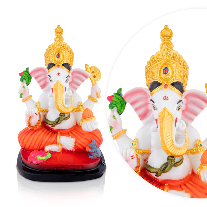 Siddhi Vinayagar Sitting On Base Statue - 12 x 8.5 Inches | Resin Idol / Ganesha Murti For Pooja Room