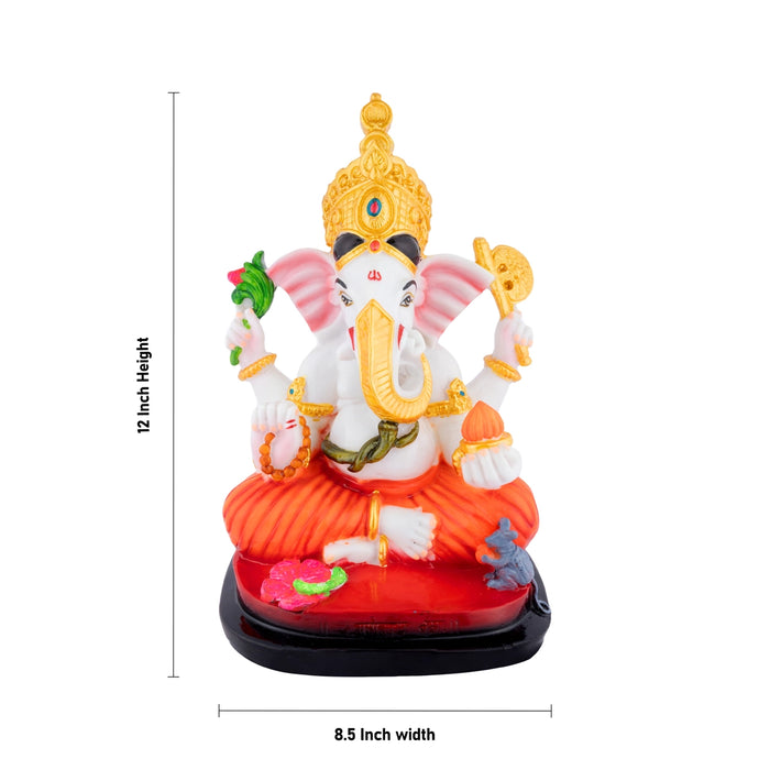 Siddhi Vinayagar Sitting On Base Statue - 12 x 8.5 Inches | Resin Idol / Ganesha Murti For Pooja Room