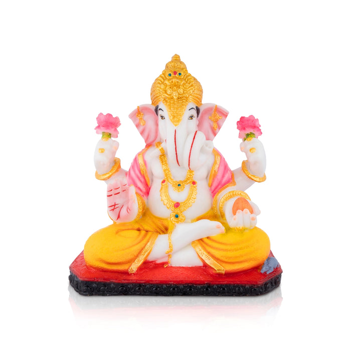 Ganesha Sitting Idol - 10 x 8 Inches | Resin Murti/ Ganpati Statue For Festive Decoration