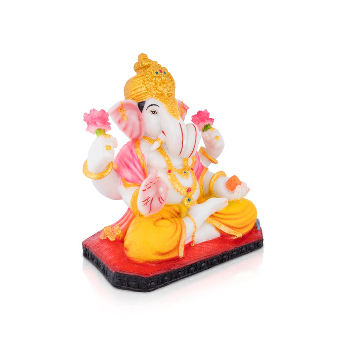 Ganesha Sitting Idol - 10 x 8 Inches | Resin Murti/ Ganpati Statue For Festive Decoration