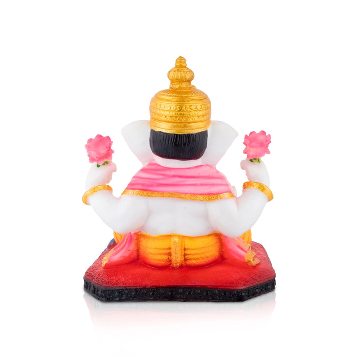 Ganesha Sitting Idol - 10 x 8 Inches | Resin Murti/ Ganpati Statue For Festive Decoration