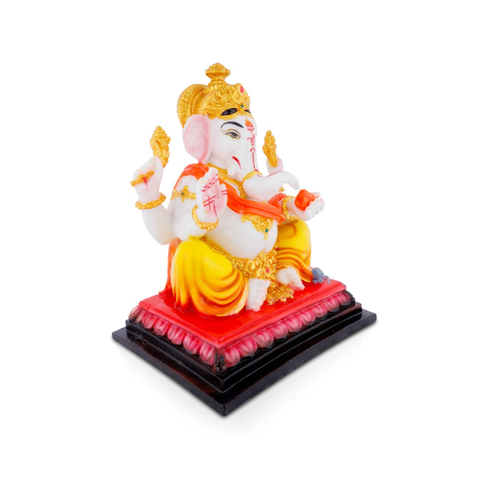 Vinayagar Sitting On Square Base Murti - 10 x 8 Inches | Resin Statue/ Ganesha Idol For Pooja Space