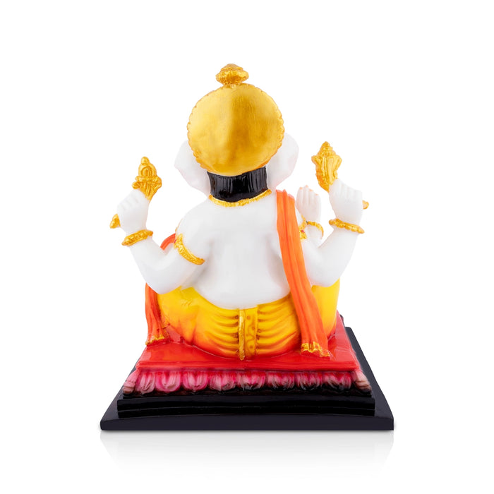 Vinayagar Sitting On Square Base Murti - 10 x 8 Inches | Resin Statue/ Ganesha Idol For Pooja Space