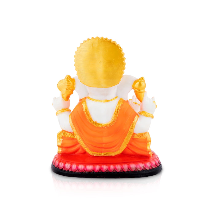 Ganpati Sitting On Base Statue - 6.5 x 4.75 Inches | Resin Idol / Leaf Sundh Ganesha Murti For Spiritual Decor