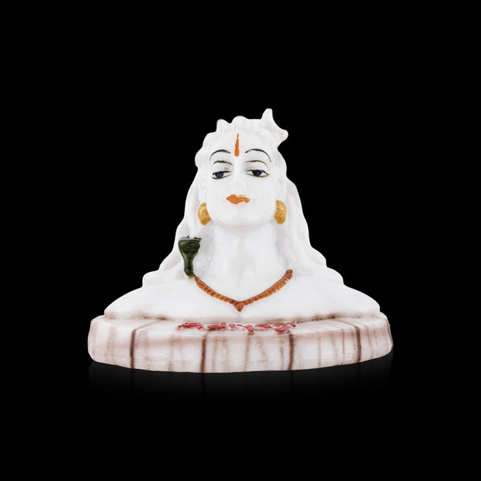 Adiyogi Statue - 3 x 3.5 Inches | Radium White Colour Shiva Statue/ Adiyogi Murti for Pooja Decor