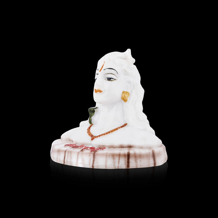 Adiyogi Statue - 3 x 3.5 Inches | Radium White Colour Shiva Statue/ Adiyogi Murti for Pooja Decor