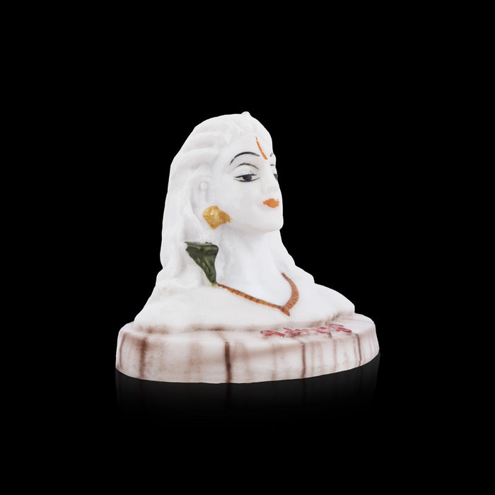 Adiyogi Statue - 3 x 3.5 Inches | Radium White Colour Shiva Statue/ Adiyogi Murti for Pooja Decor