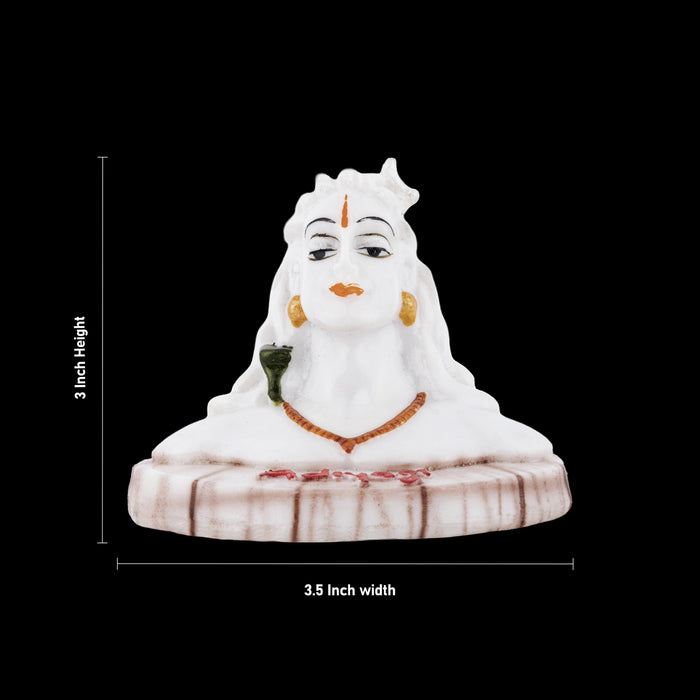 Adiyogi Statue - 3 x 3.5 Inches | Radium White Colour Shiva Statue/ Adiyogi Murti for Pooja Decor