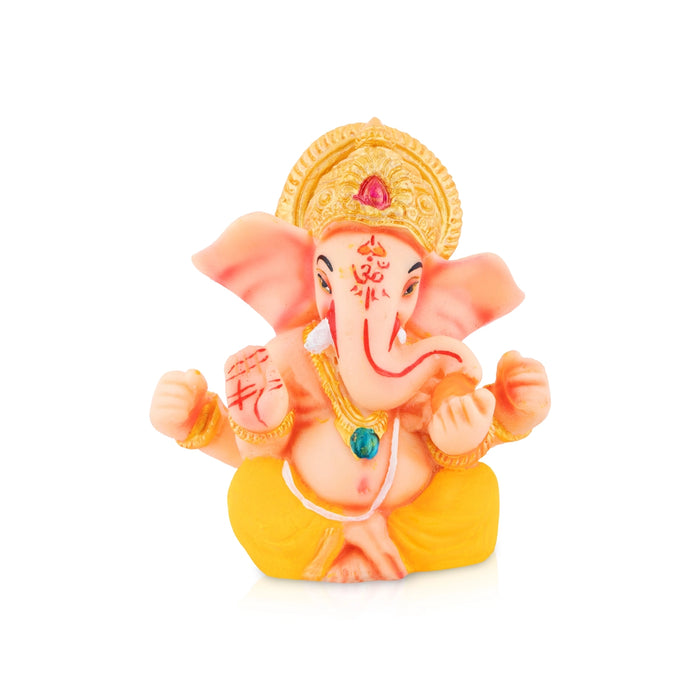 Vinayagar Sitting Statue - 4.5 x 4 Inches | Resin Murti/ Ganesha Idol For Festive Decor