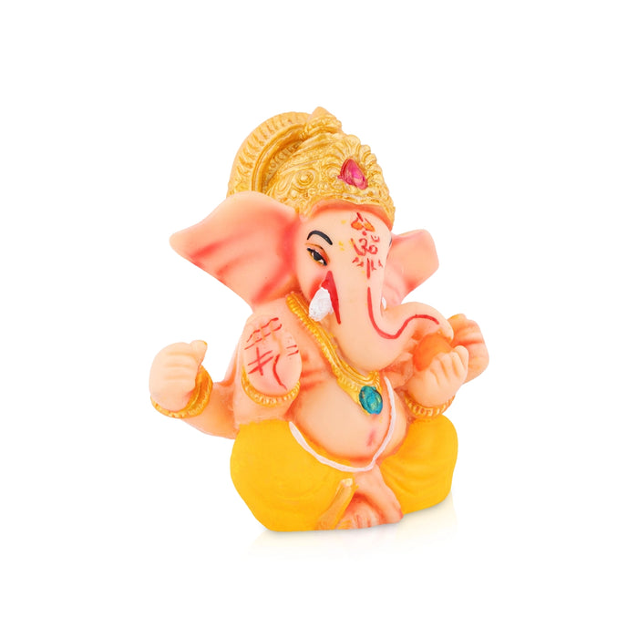 Vinayagar Sitting Statue - 4.5 x 4 Inches | Resin Murti/ Ganesha Idol For Festive Decor